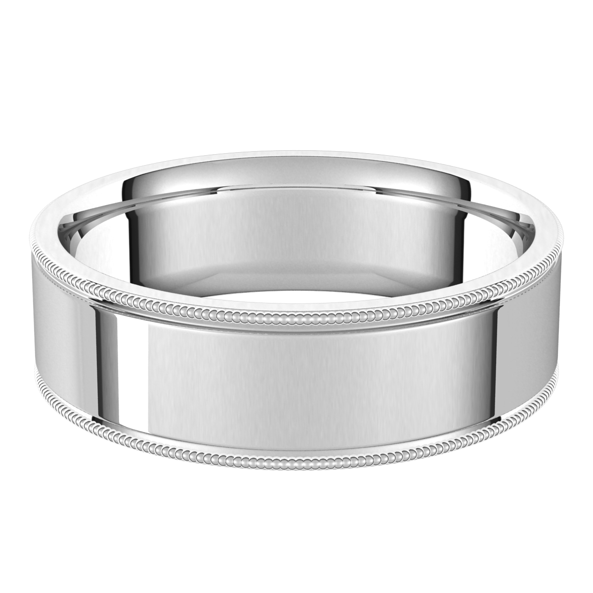 Platinum-6mm-Flat-Standard-Milgrain-Edge-Wedding-Band-Horizontal-View
