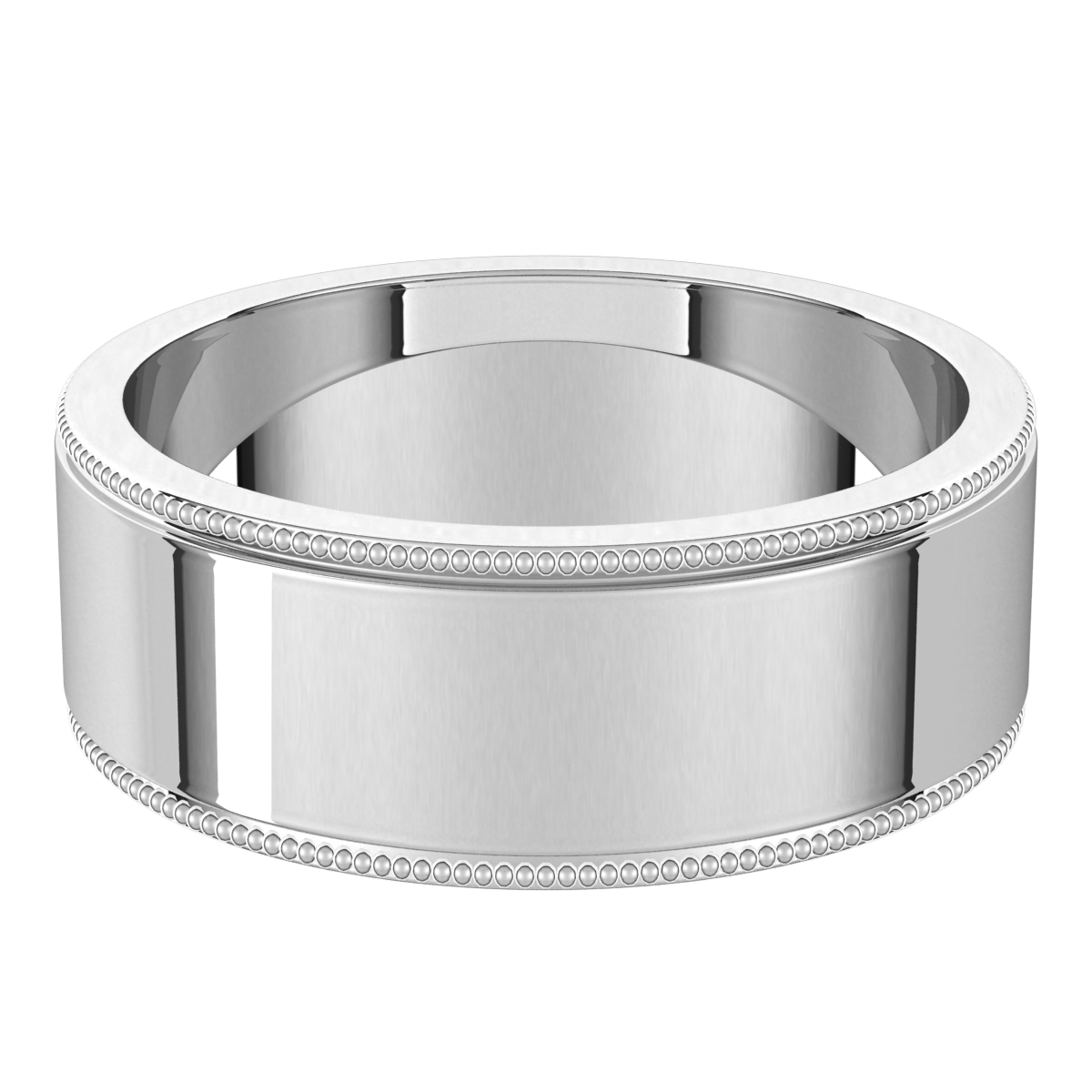 Platinum-7mm-Flat-Standard-Milgrain-Edge-Wedding-Band-Horizontal-View