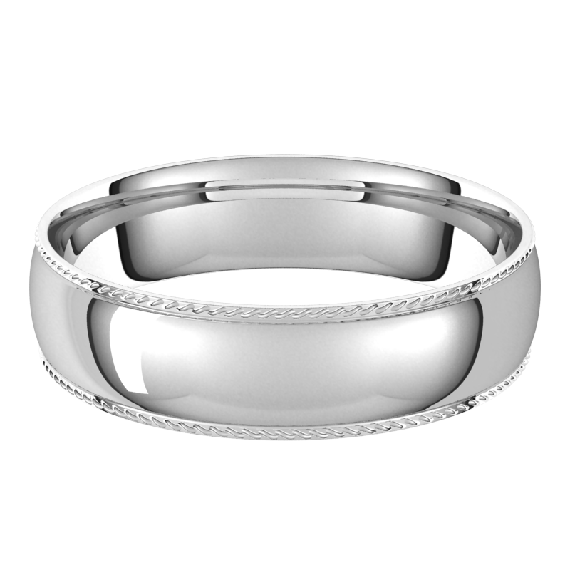 Platinum-5mm-Half-Round-Comfort-Fit-Rope-Edge-Wedding-Band-Horizontal-View