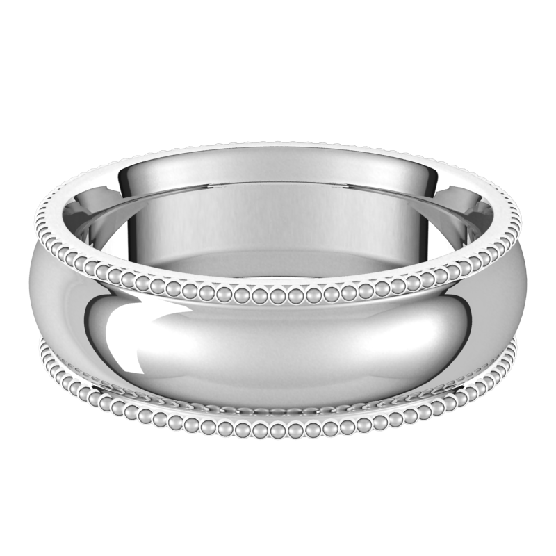 Sterling-Silver-6mm-Half-Round-Comfort-Fit-Beaded-Edge-Wedding-Band-Horizontal-View