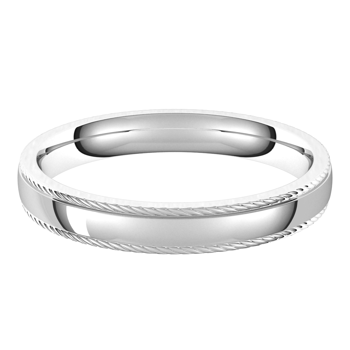 Sterling-Silver-3mm-Half-Round-Comfort-Fit-Rope-Edge-Wedding-Band-Horizontal-View