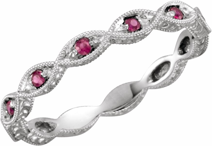 14K-White-Gold-with-1/5-Carat-tw-Gemstones-Sapphires,-Rubies,-or-Emeralds-Ring-Wedding-Band-Side-View2