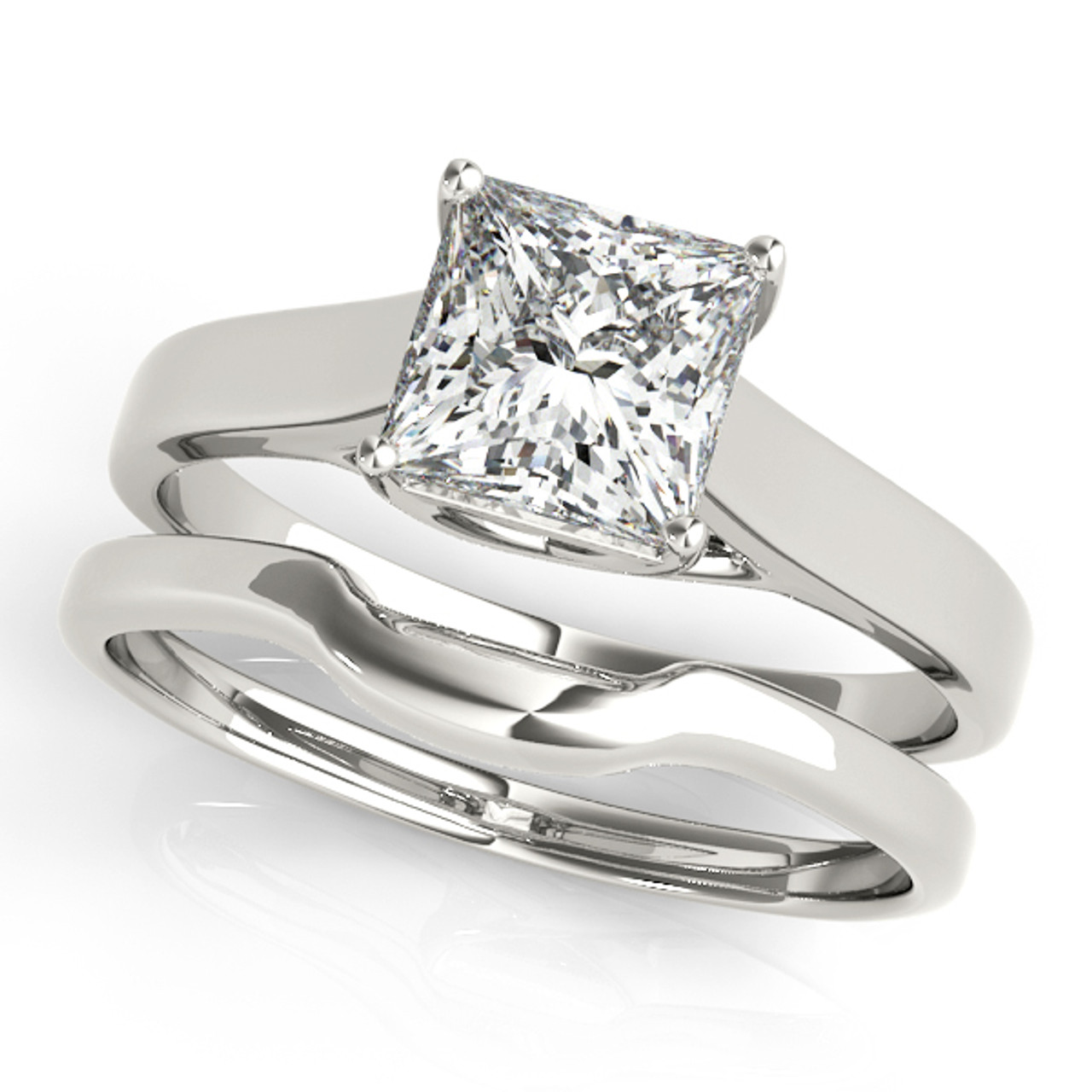 Lexie - 14k White Gold 1 Carat Princess Cut Double Halo Natural Diamond  Engagement Ring @ $3750 | Gabriel & Co.