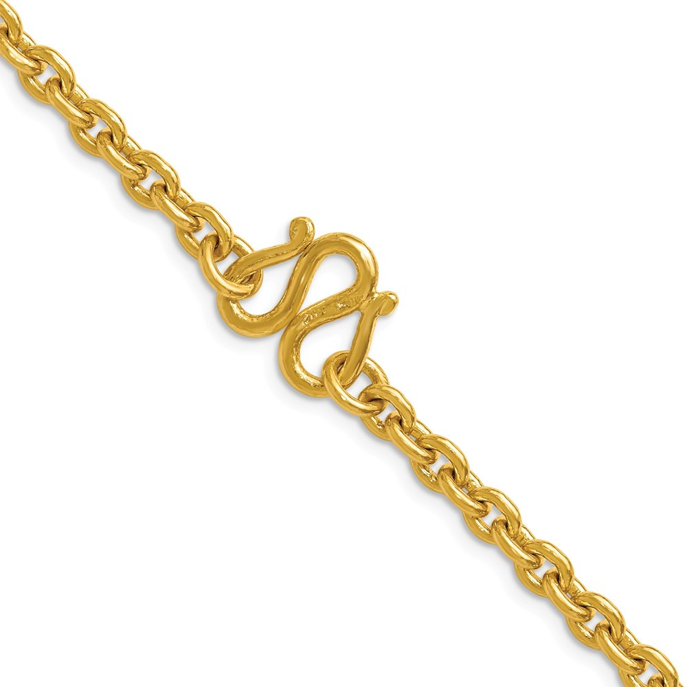 Solid 24K Gold 5.4mm Width Cable Link Chain Bracelet 16'' 18