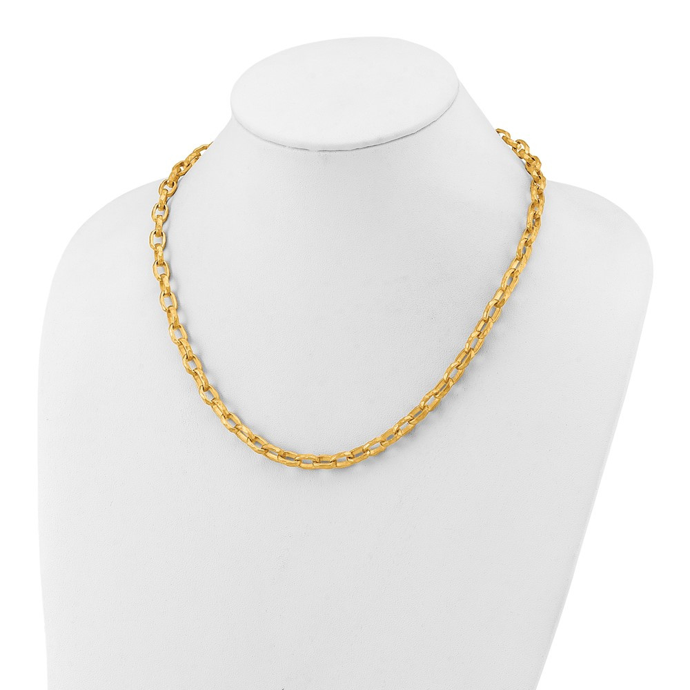 Solid 22K Gold Brushed and Hammered 6.5mm Solid Oval Link Chain 20
