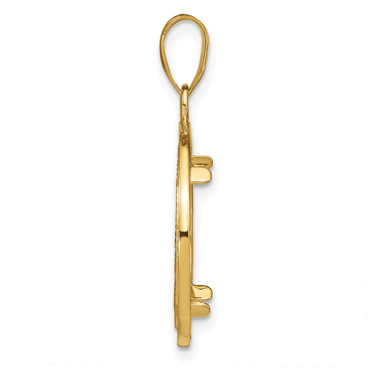 Wideband Distinguished Gold Coin Bezel Pendant Mounting - 16.5mm - 32.7mm Coin Size in mm - 14K Yellow Gold - Polished Diamond Cut Beaded Beaded - Prong Set with Bail