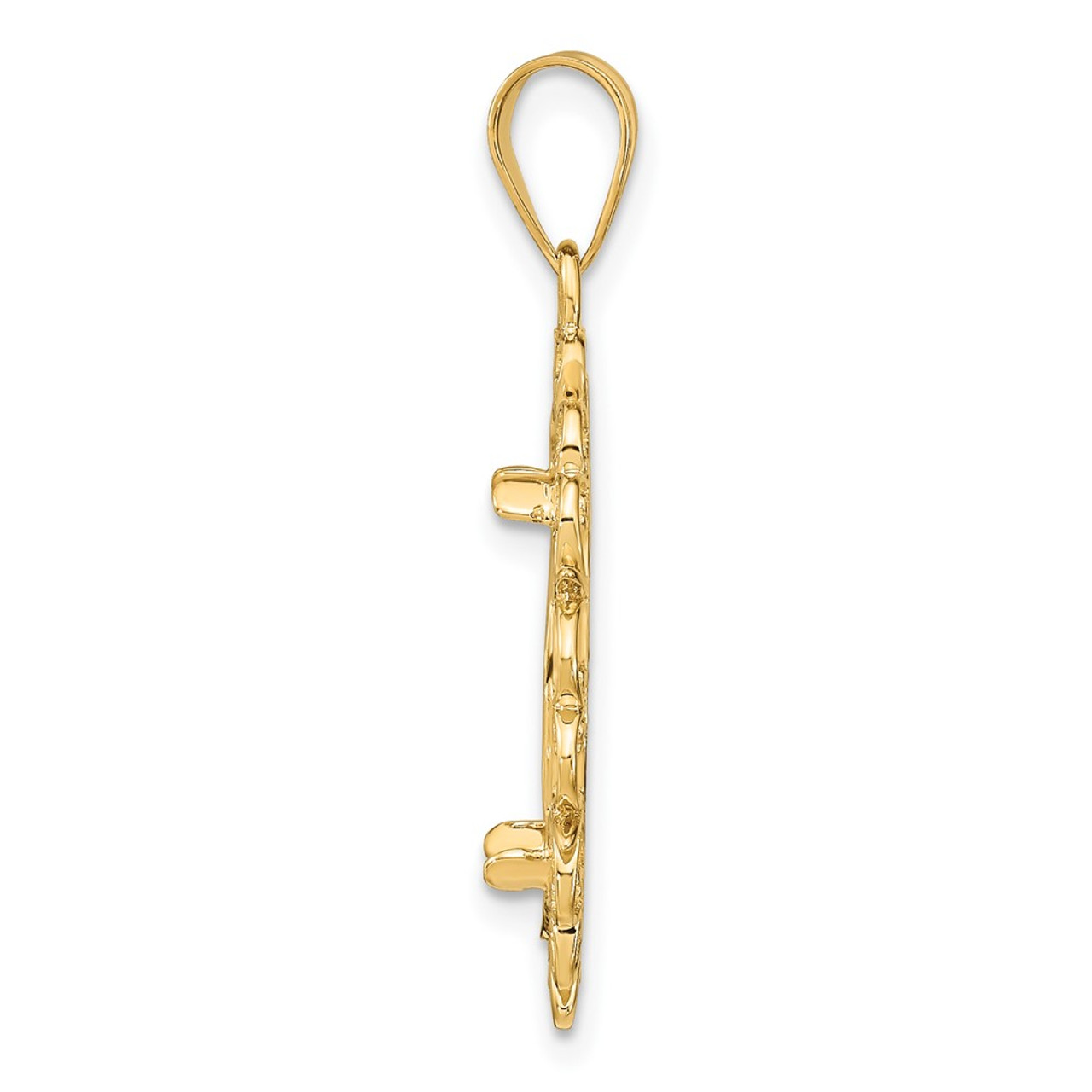 Wideband Distinguished Gold Coin Bezel Pendant Mounting - 16.5mm - 32.7mm Coin Size in mm - 14K Yellow Gold - Polished and Diamond-cut Fancy - Prong Coin Set with Bail