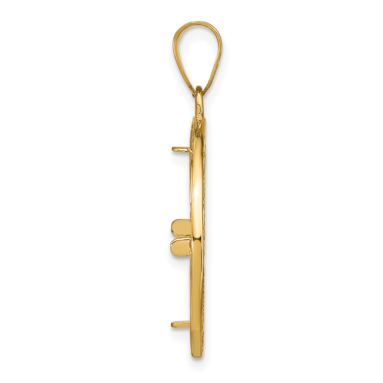 Wideband Distinguished Gold Coin Bezel Pendant Mounting - 16.5mm - 32.7mm Coin Size in mm - 14K Yellow Gold - Polished and Diamond-cut Fancy Wire - Prong Coin Set with Bail