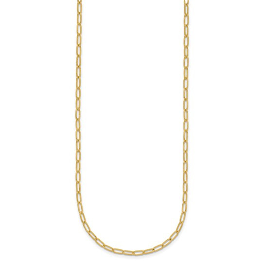 18K Yellow Gold Polished Solid Flat Oval Link Chain Necklace 16