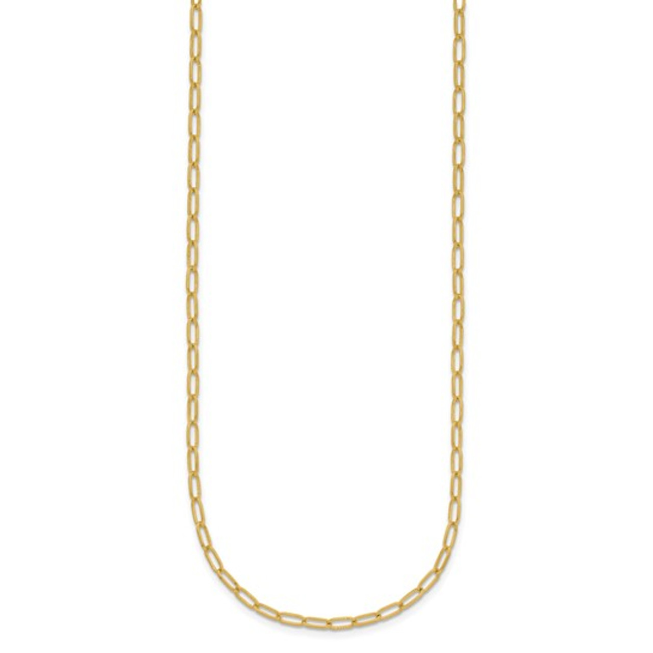 18K Yellow Gold Polished Solid Flat Oval Link Chain Necklace 16" 18" 20" 24" and 30" 18K Yellow Gold Polished Solid Flat Oval Link Chain Necklace 16" 18" 20" 24" and 30"