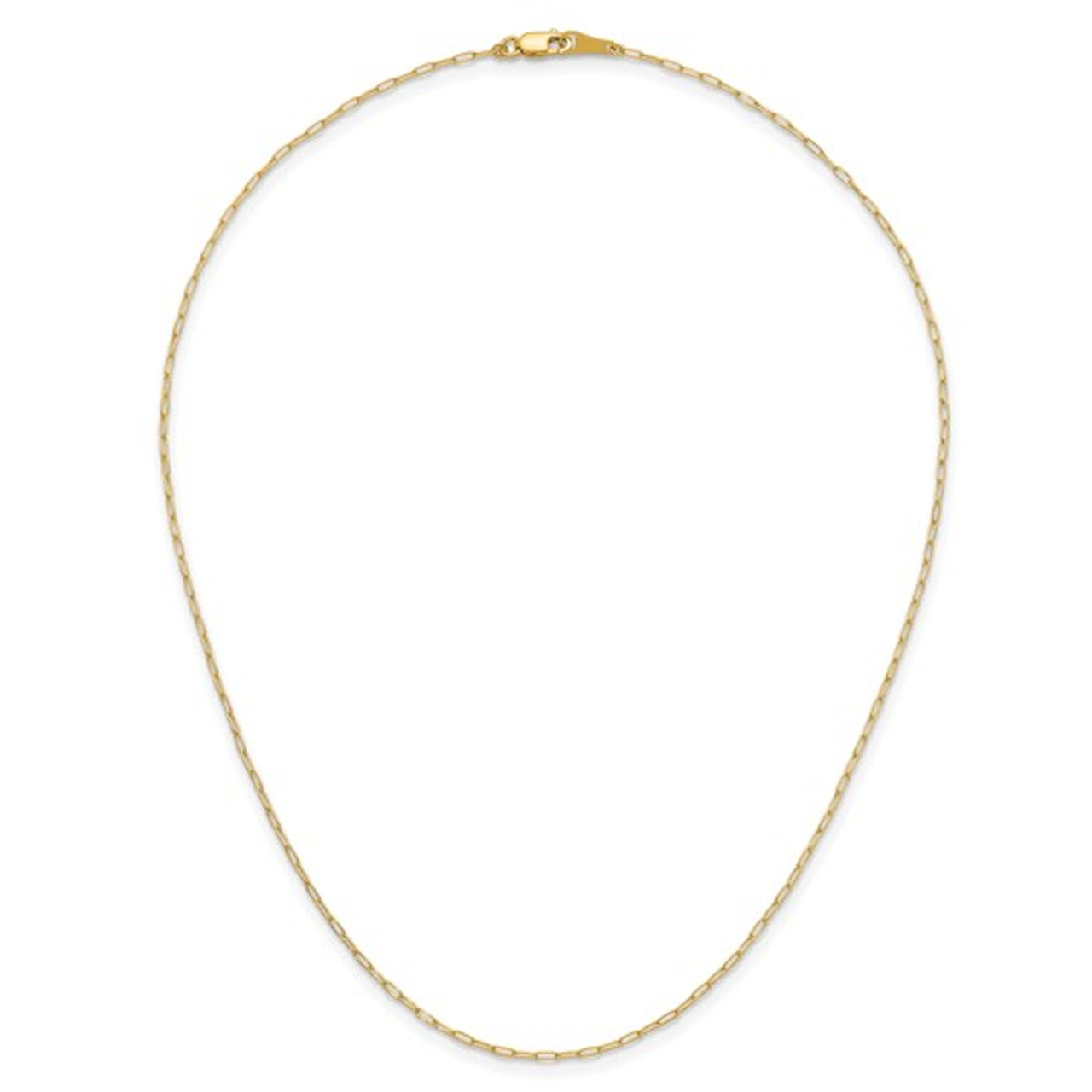 18K Yellow Gold Polished Solid Flat Oval Link Chain Necklace 16" 18" 20" 24" and 30" 18K Yellow Gold Polished Solid Flat Oval Link Chain Necklace 16" 18" 20" 24" and 30"