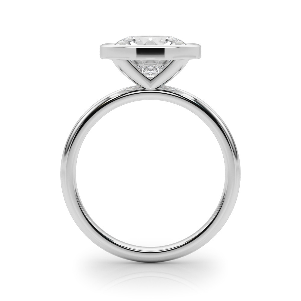 Roy Rose Jewelry 18K White Gold 3 Carat Round Diamond Solitaire Bezel Set Engagement Ring - Modern Minimalist Bridal Setting - Secure Bezel Design With Ring Size 4 - 10