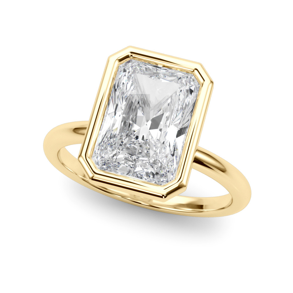 Roy Rose Jewelry 14K Yellow Gold 2 Carat Radiant Diamond Solitaire Bezel Set Engagement Ring - Modern Minimalist Bridal Setting - Secure Bezel Design With Ring Size 4 - 10