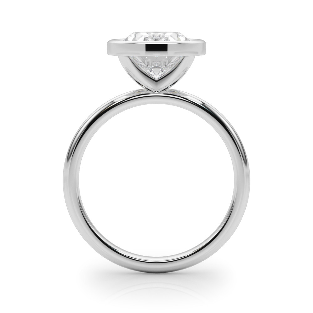 Roy Rose Jewelry 14K White Gold 2 Carat Oval Diamond Solitaire Bezel Set Engagement Ring - Modern Minimalist Bridal Setting - Secure Bezel Design With Ring Size 4 - 10