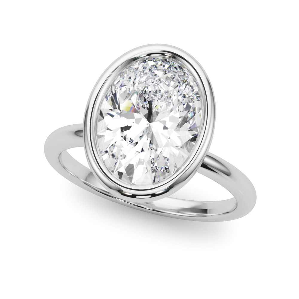 Roy Rose Jewelry 950 Platinum 3 Carat Oval Diamond Solitaire Bezel Set Engagement Ring - Modern Minimalist Bridal Setting - Secure Bezel Design With Ring Size 4 - 10