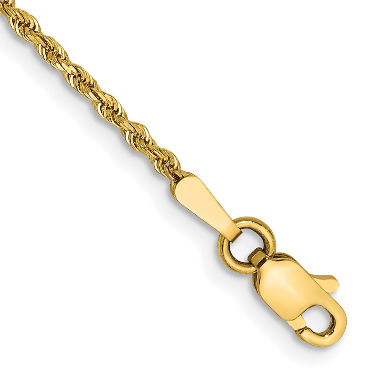14K Yellow Gold 1.5mm Diamond-cut Rope Chain Anklet - Length 9'' inches - (C63-813)