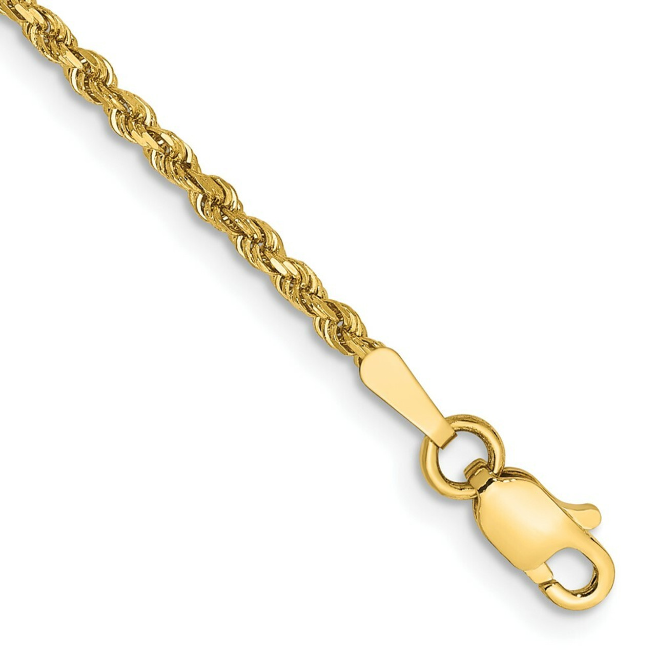 14K Yellow Gold 1.75mm Diamond-cut Rope Chain Anklet - Length 9'' inches - (C63-814)