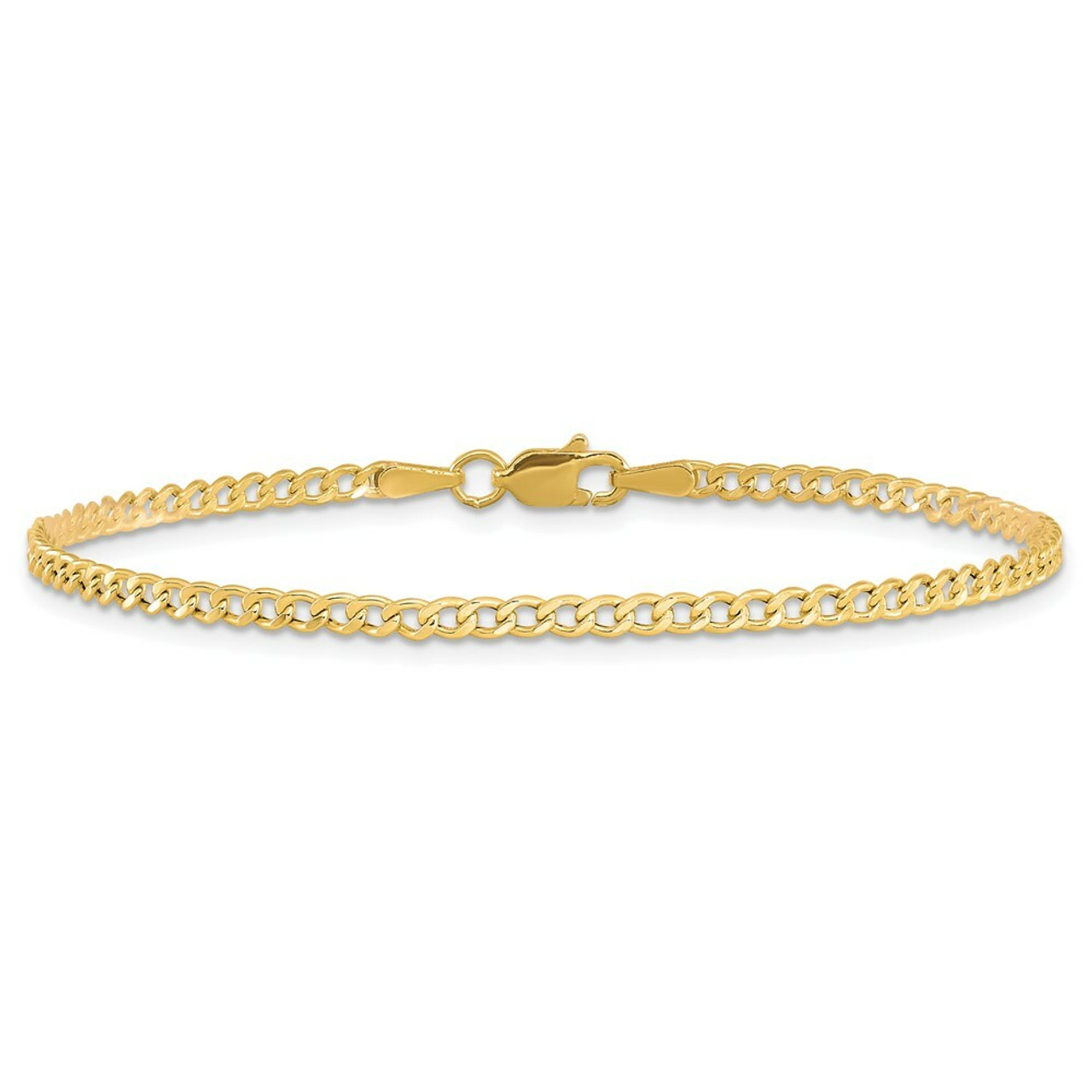 10K Yellow Gold 2.5mm Semi-Solid Curb Link Chain - length: 10 inches - (C63-816)