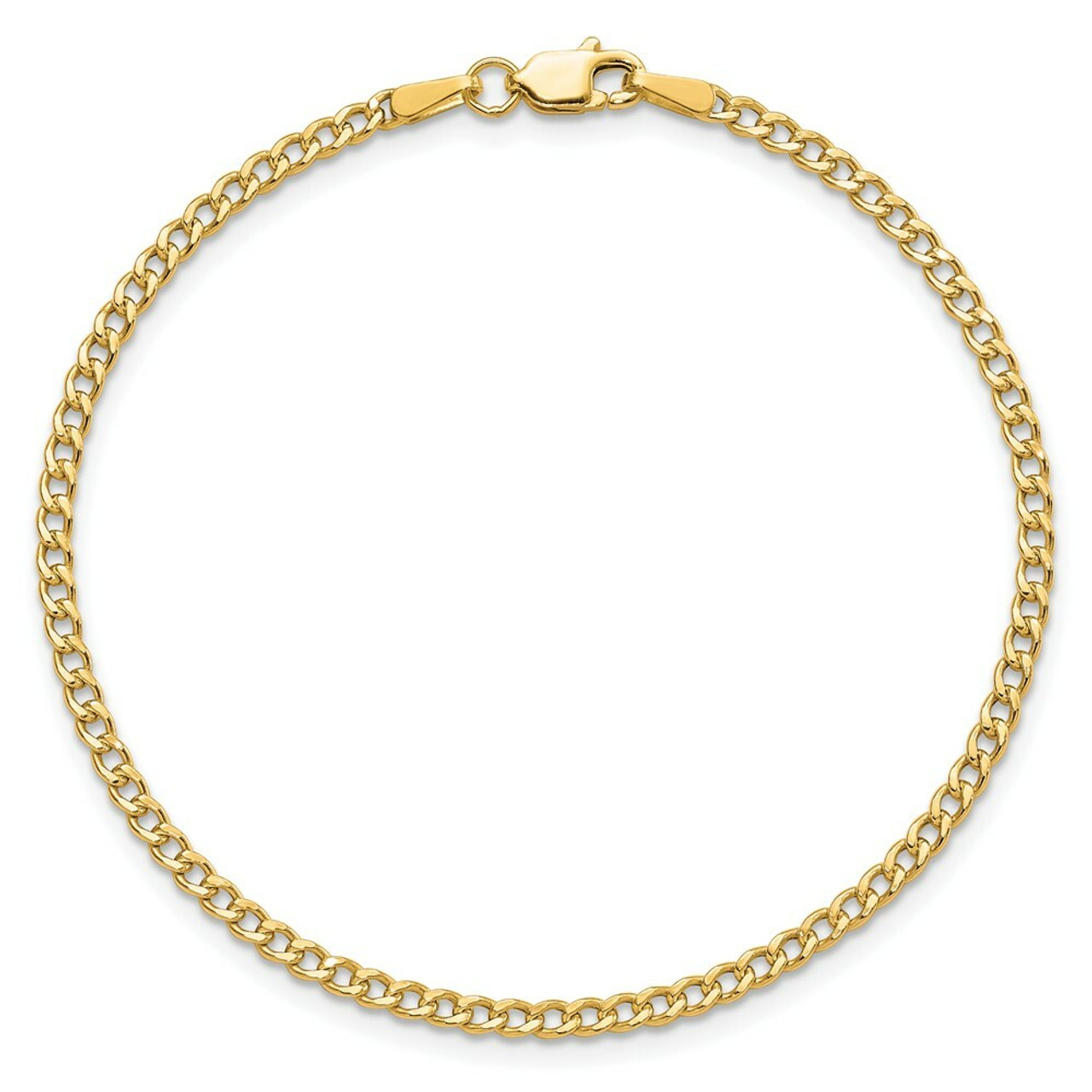 10K Yellow Gold 2.5mm Semi-Solid Curb Link Chain - length: 10 inches - (C63-816)