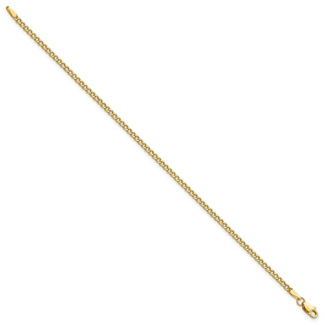 10K Yellow Gold 2.5mm Semi-Solid Curb Link Chain - length: 10 inches - (C63-816)