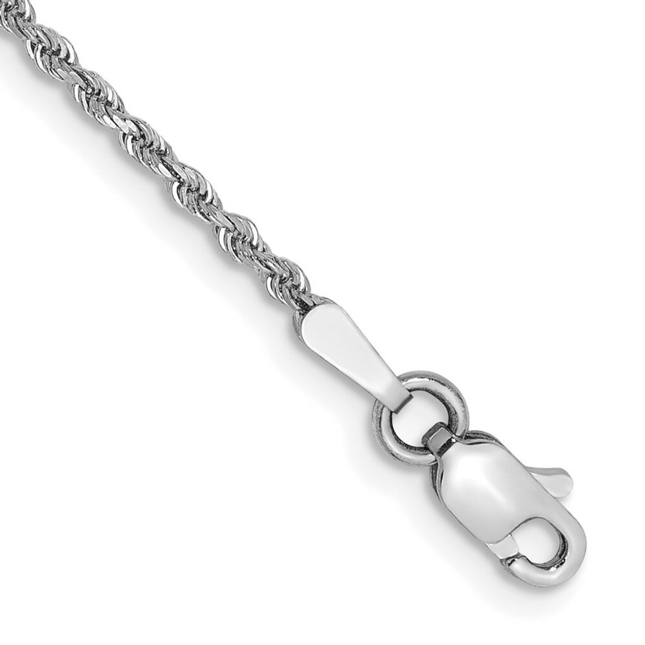 14K White Gold 1.5mm Diamond-cut Rope Chain Anklet - Length 9'' inches - (C63-826)