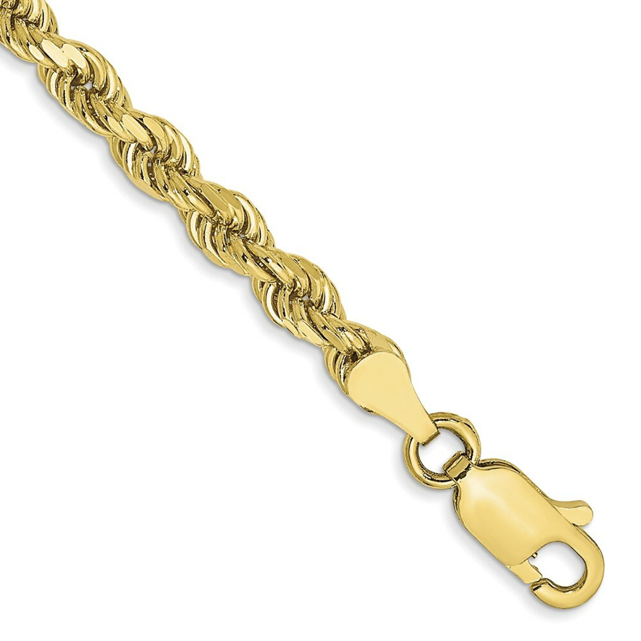 10K Yellow Gold 3.5mm Handmade Diamond-cut Rope Chain Anklet Bracelet - Length 9'' inches - (C63-832)