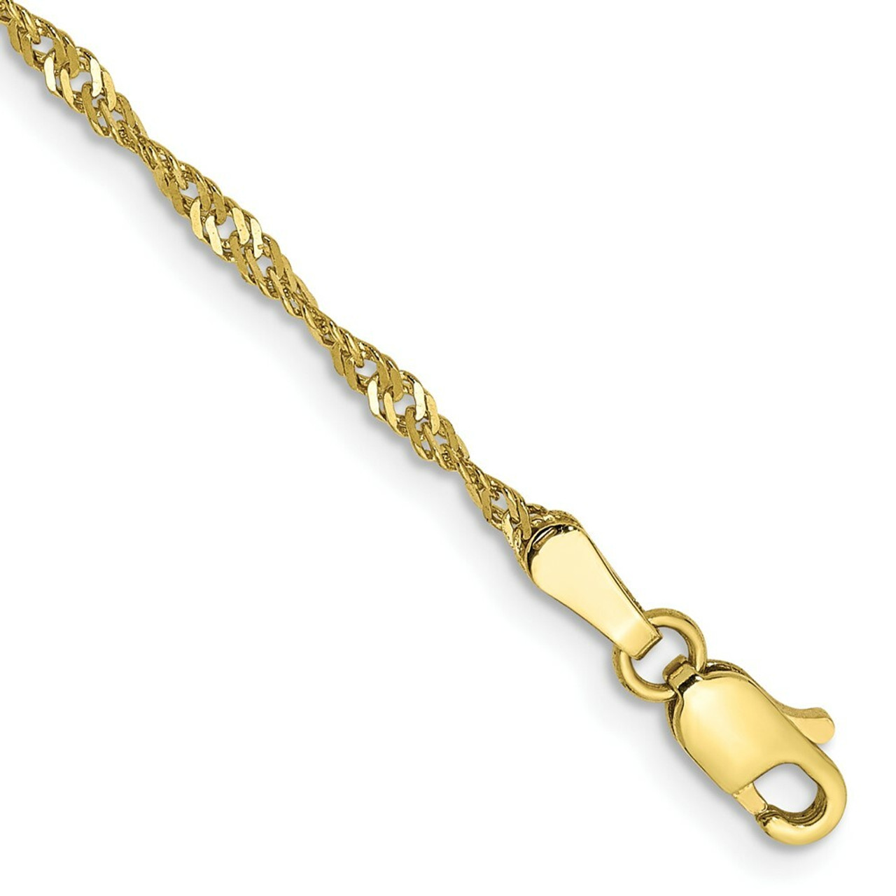 10K Yellow Gold 1.85mm Singapore Chain Bracelet Anklet - Length 9'' inches - (C63-841)