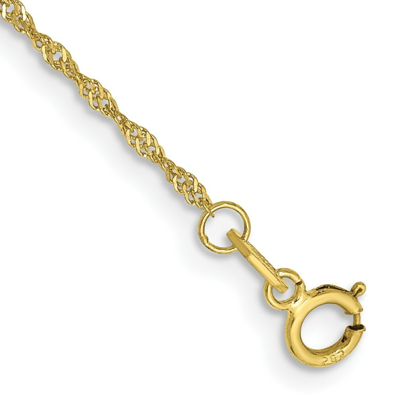 10K Yellow Gold 1.10mm Singapore Chain Bracelet Anklet - Length 9'' inches - (C63-842)