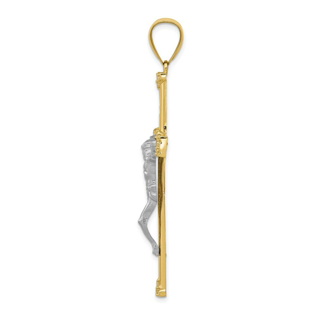 10K Yellow Gold CZ Crucifix Pendant - (A81-737)