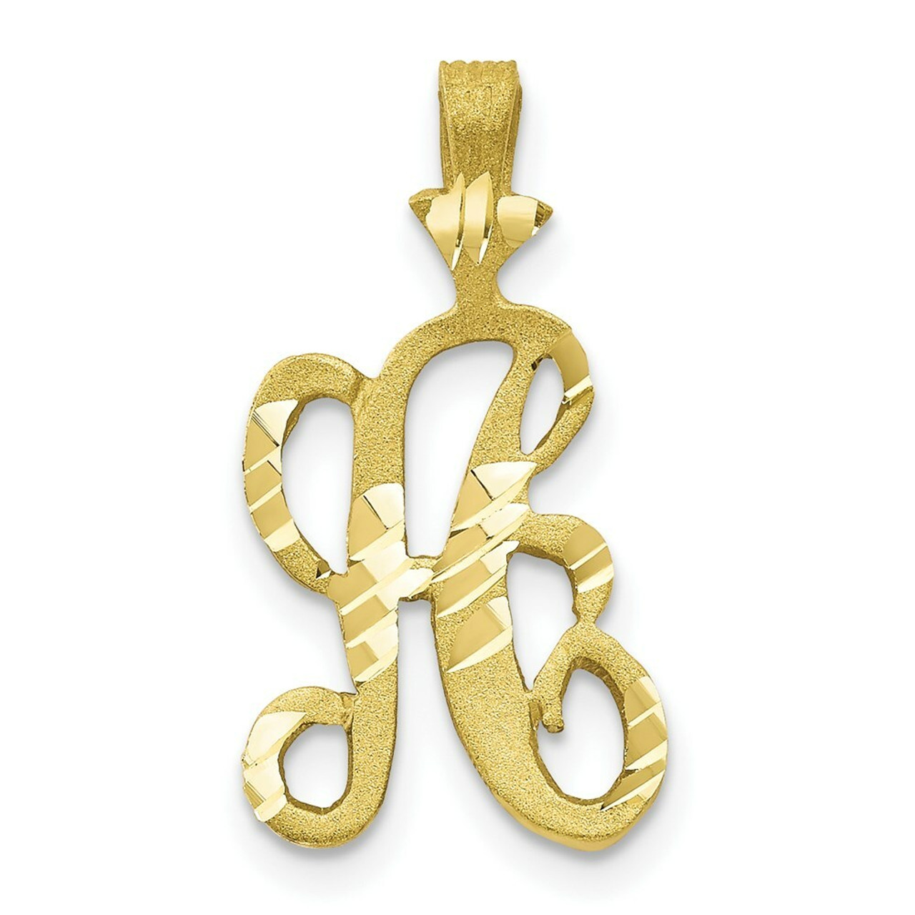 10K Yellow Gold Diamond-cut Grooved Initial Letter A Charm - (A81-767)