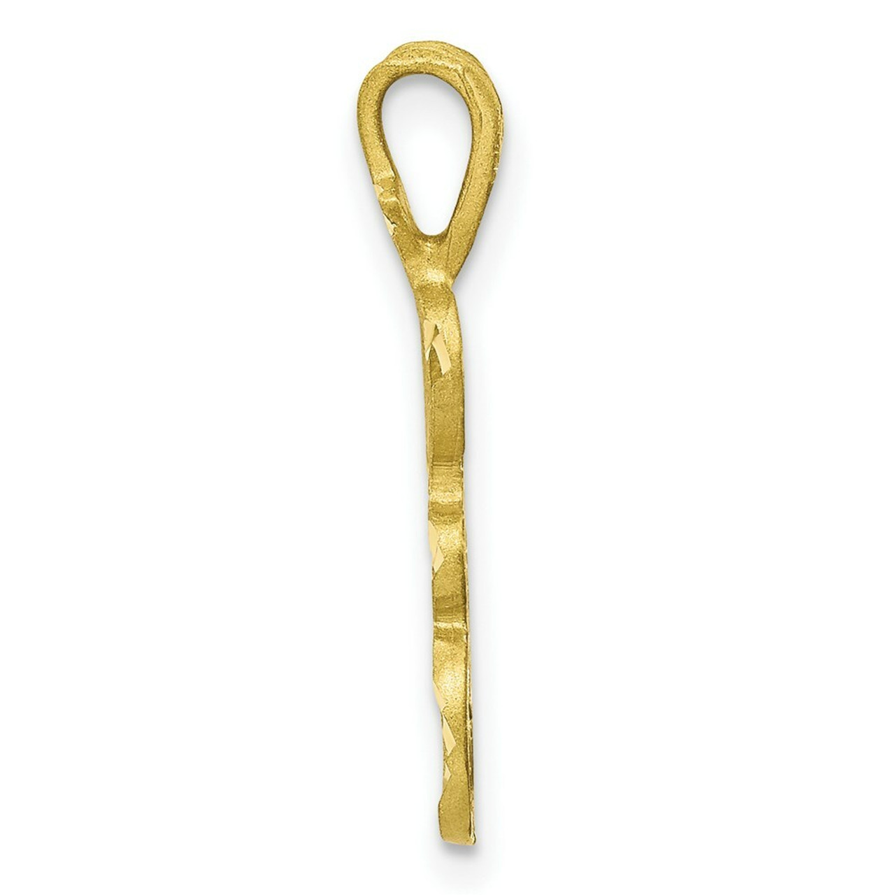 10K Yellow Gold Diamond-cut Grooved Initial Letter A Charm - (A81-767)