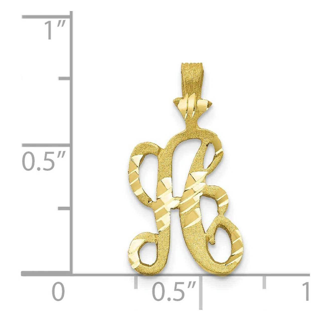 10K Yellow Gold Diamond-cut Grooved Initial Letter A Charm - (A81-767)