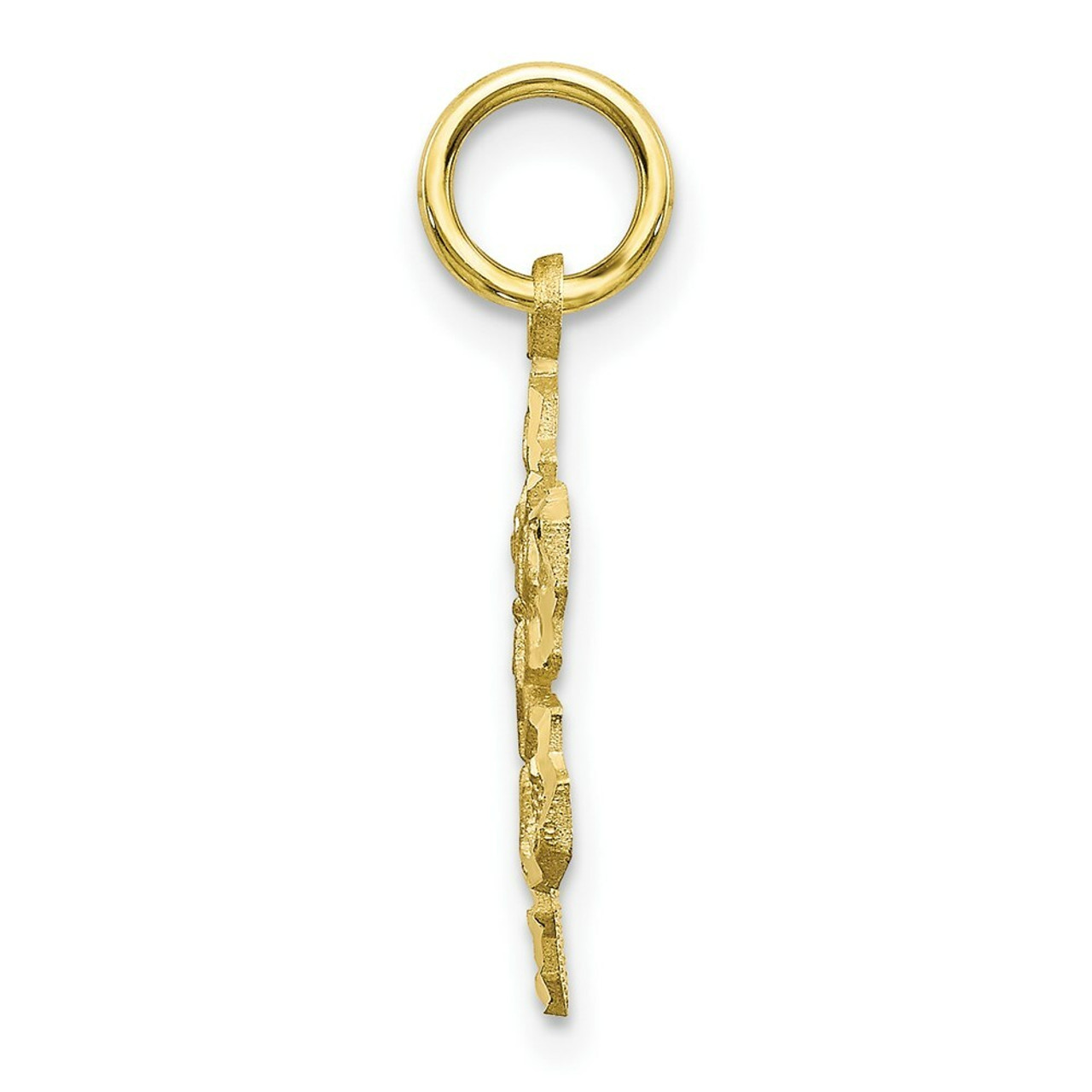 10K Yellow Gold Solid Satin Snowflake Charm - (A81-779)