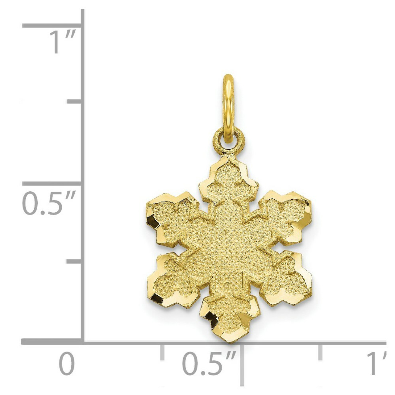 10K Yellow Gold Solid Satin Snowflake Charm - (A81-779)
