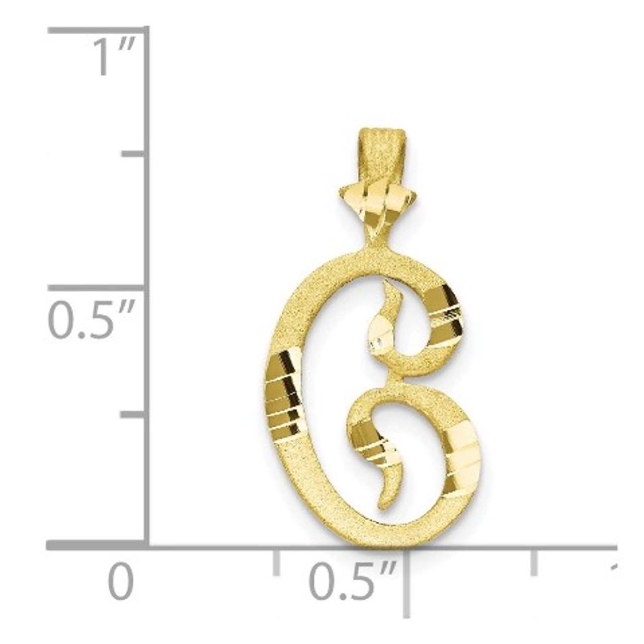 10K Yellow Gold Diamond-cut Grooved Initial Letter C Charm - (A81-790)