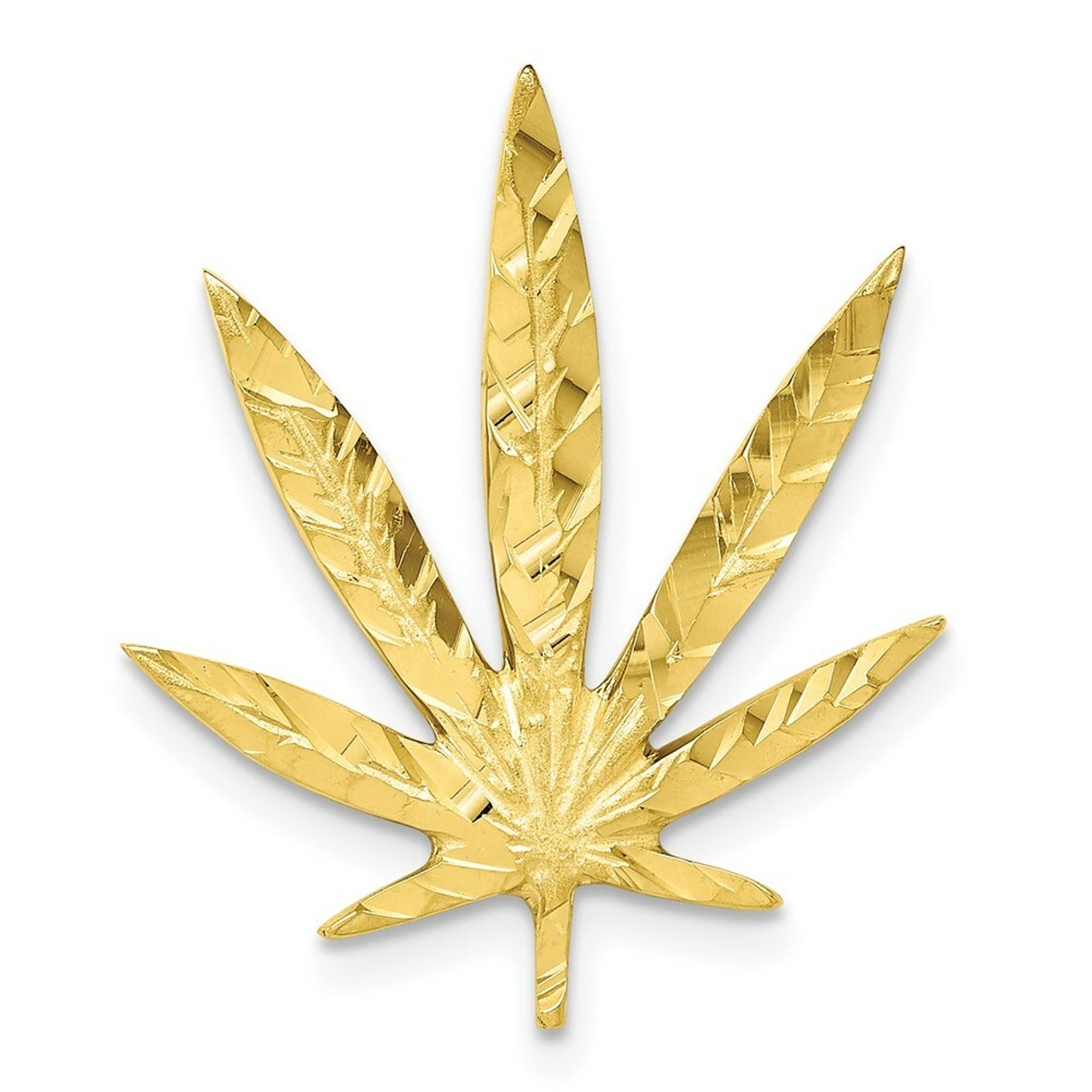 10K Yellow Gold Solid Satin Leaf Charm - (A81-805)