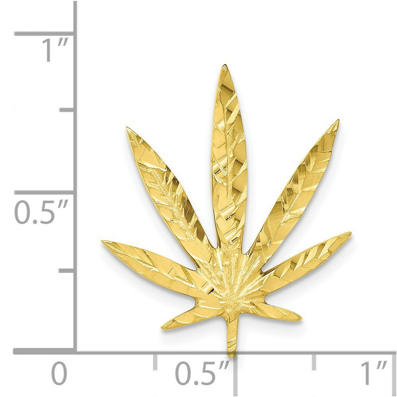 10K Yellow Gold Solid Satin Leaf Charm - (A81-805)