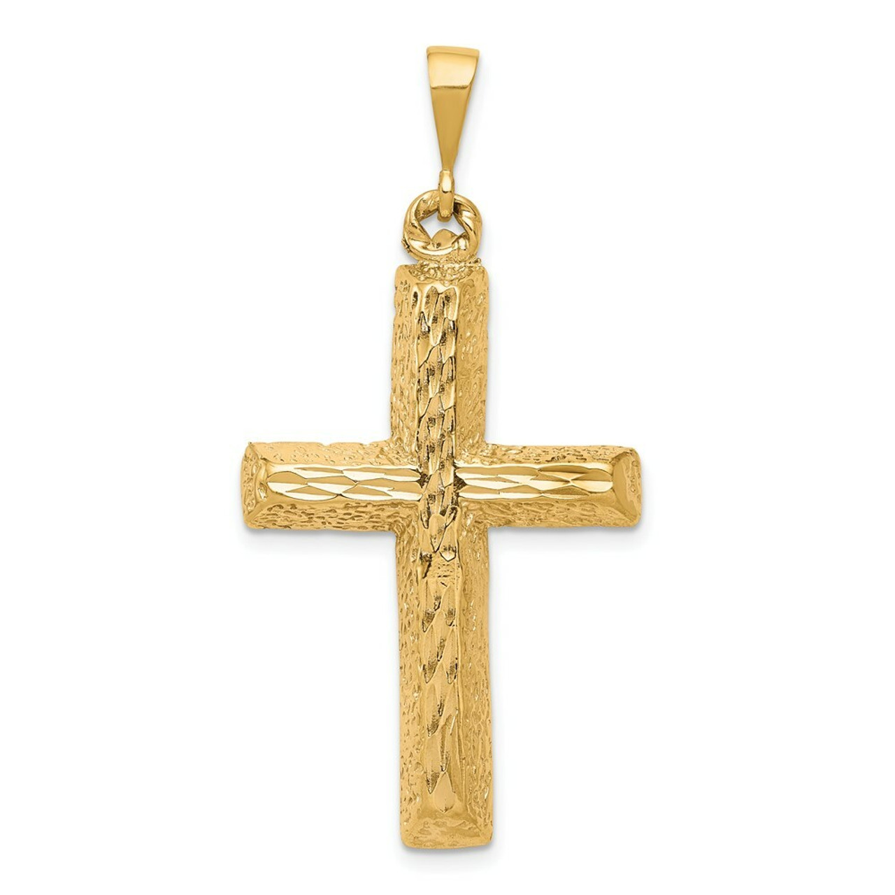 10K Yellow Gold Diamond-cut Cross Pendant - (A81-830)