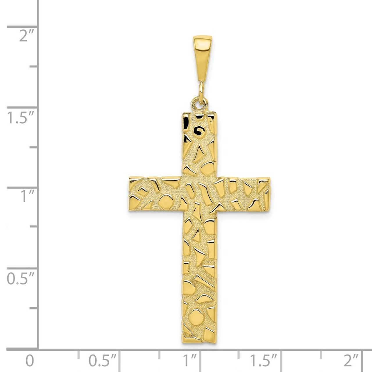 10K Yellow Gold Polished Nugget Cross Pendant - (A81-832)