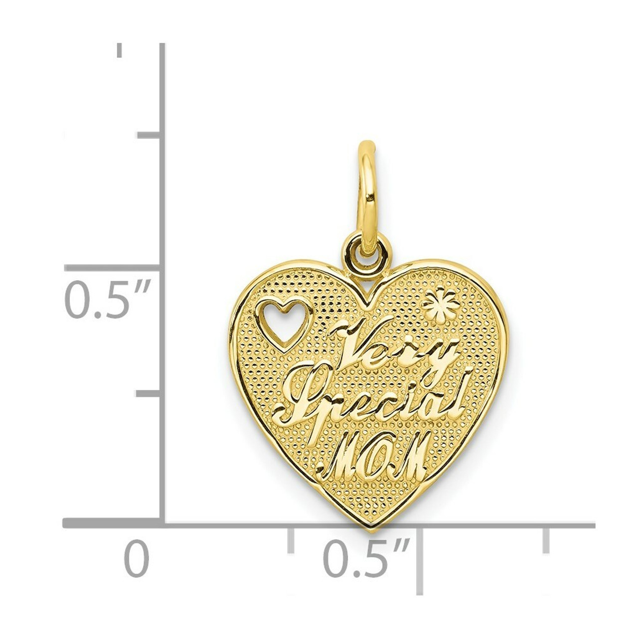 10K Yellow Gold Very Special MOM Heart Charm - (A81-840)