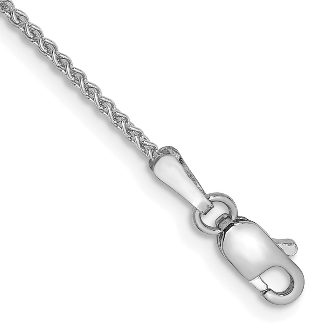 10k White Gold 1.25mm Solid Polished Spiga Chain Anklet - length: 10" inches - (C63-863)