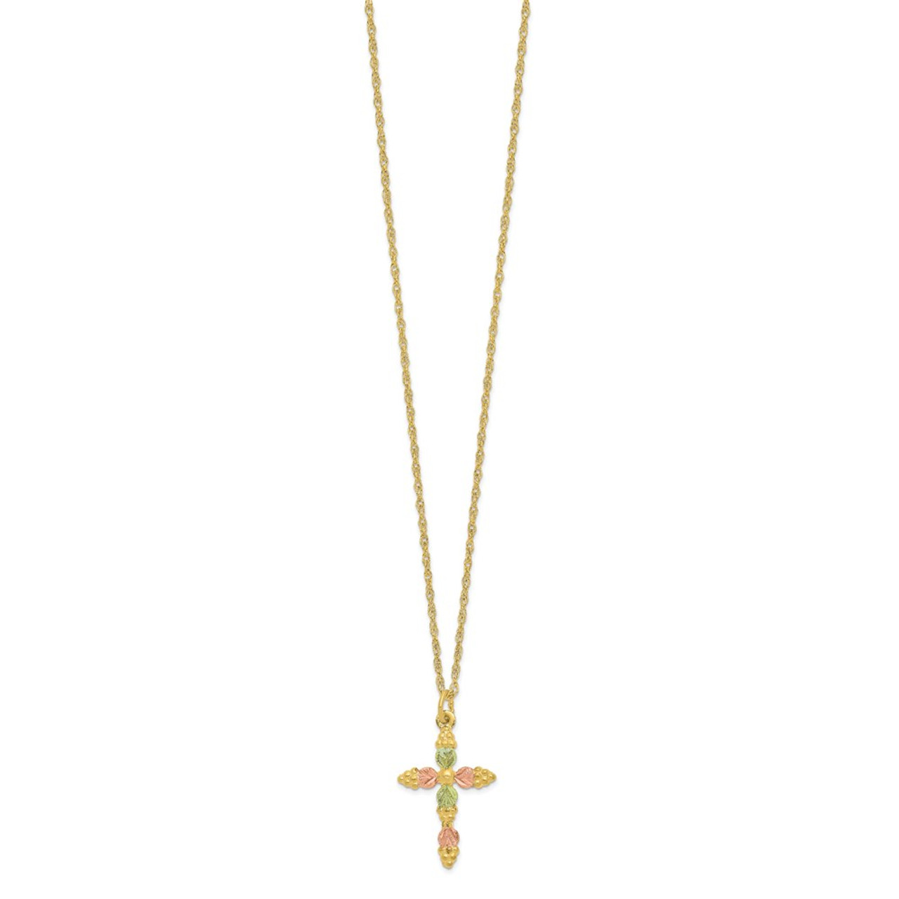 10K Yellow Gold Cross Drape Necklace Charm Pendant
