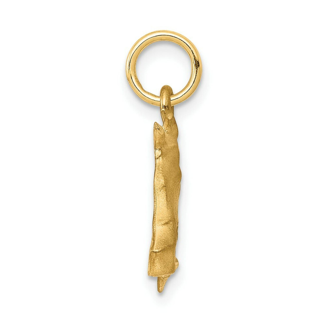 10K Yellow Gold Solid Satin Horsehead with Reins Charm - (A81-954)