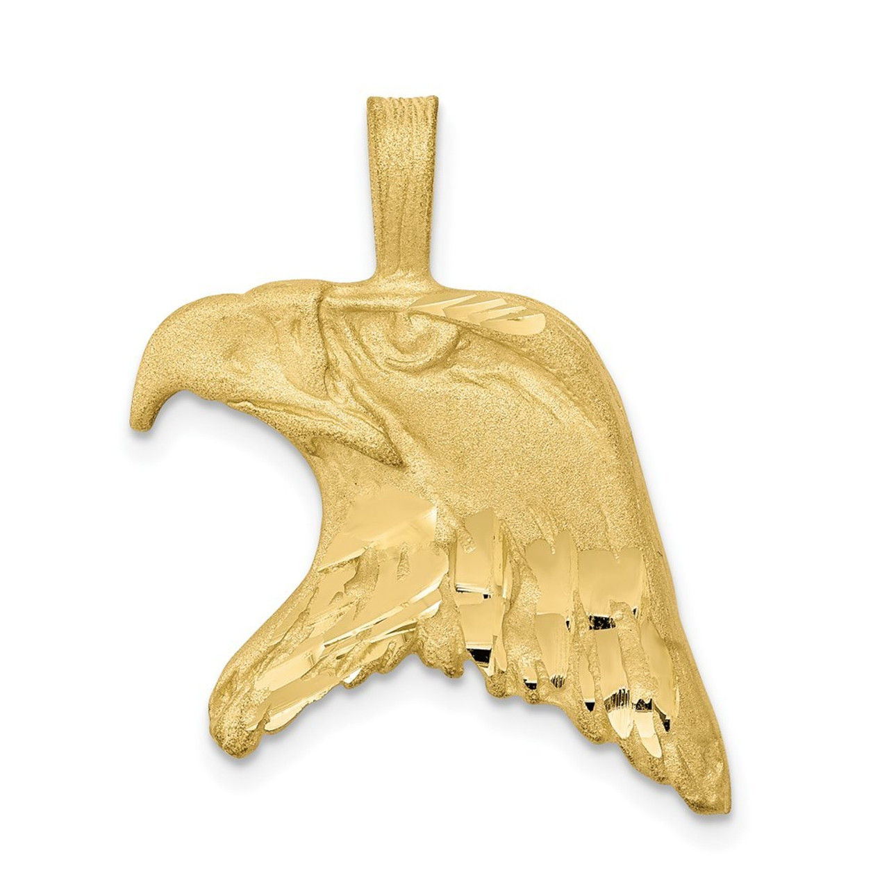 10K Yellow Gold Solid Diamond-cut Eagle Head Charm - (A81-983)