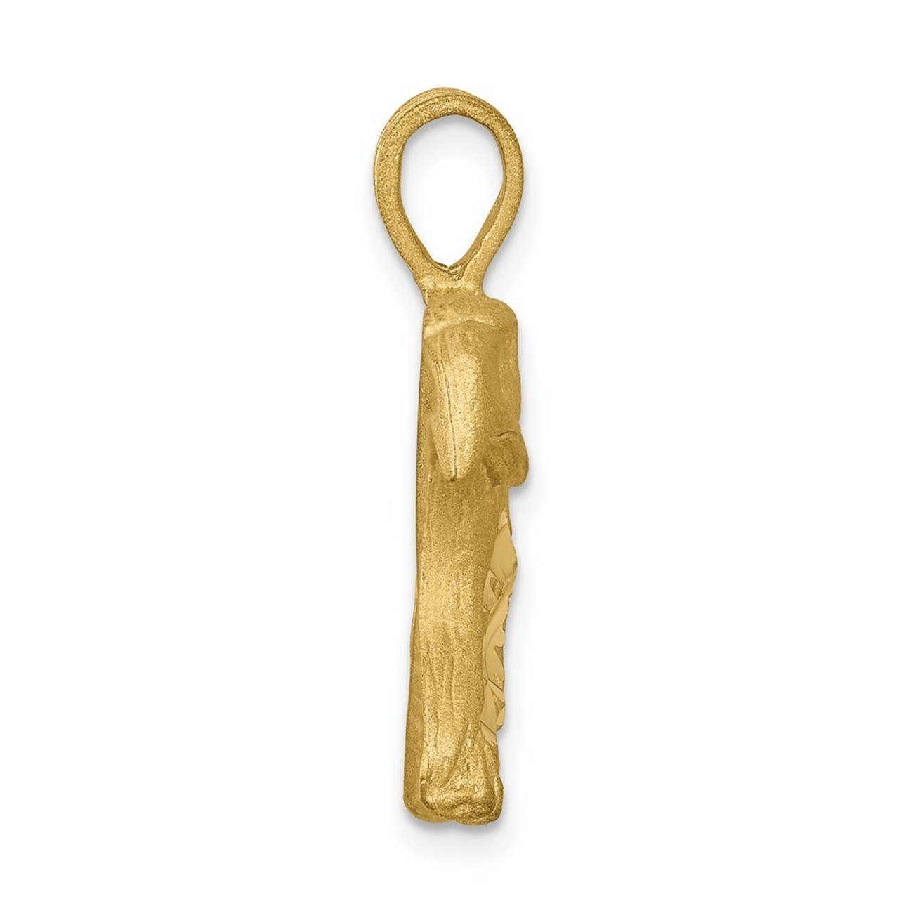 10K Yellow Gold Solid Diamond-cut Eagle Head Charm - (A81-983)