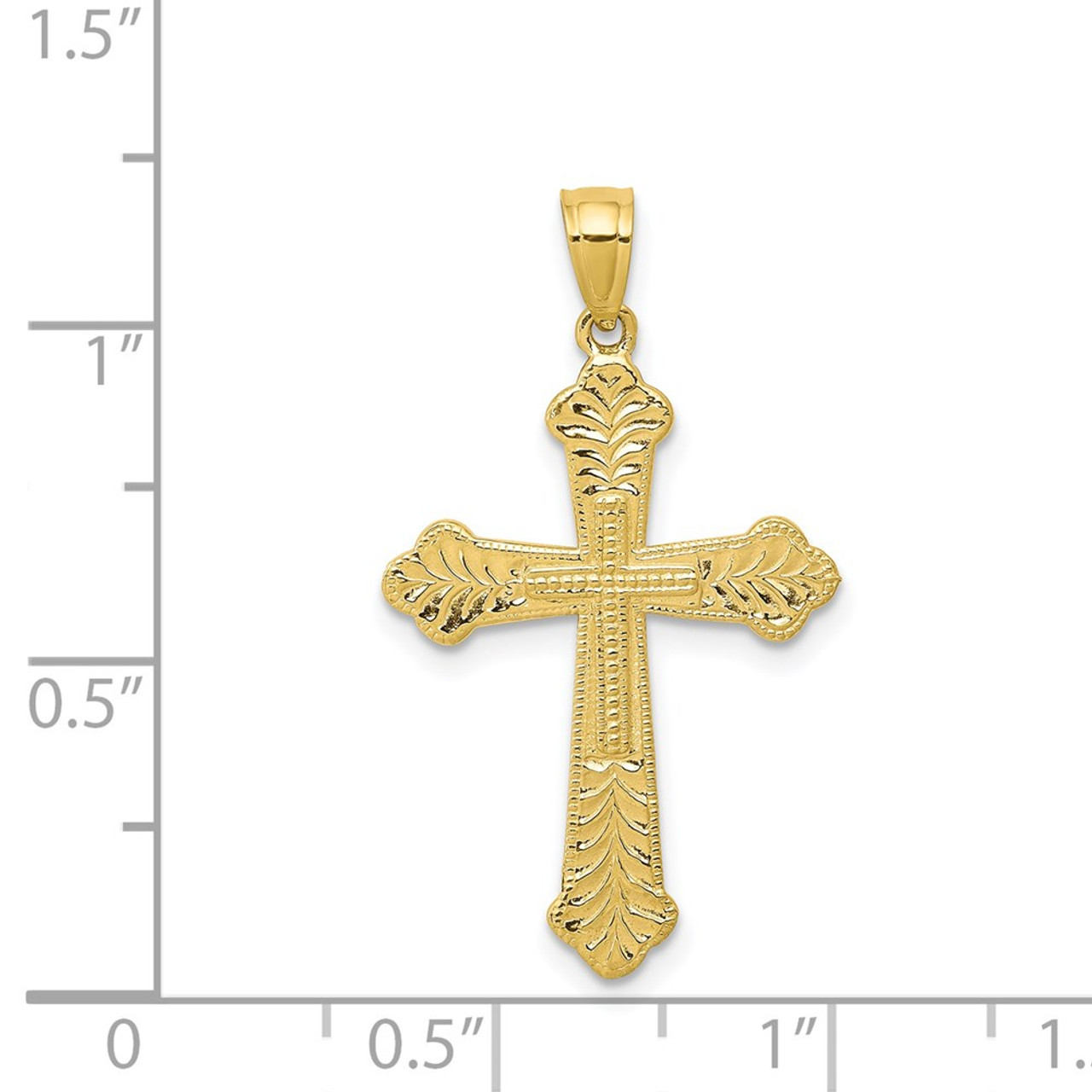 10K Yellow Gold Budded Cross Pendant - (A81-991)