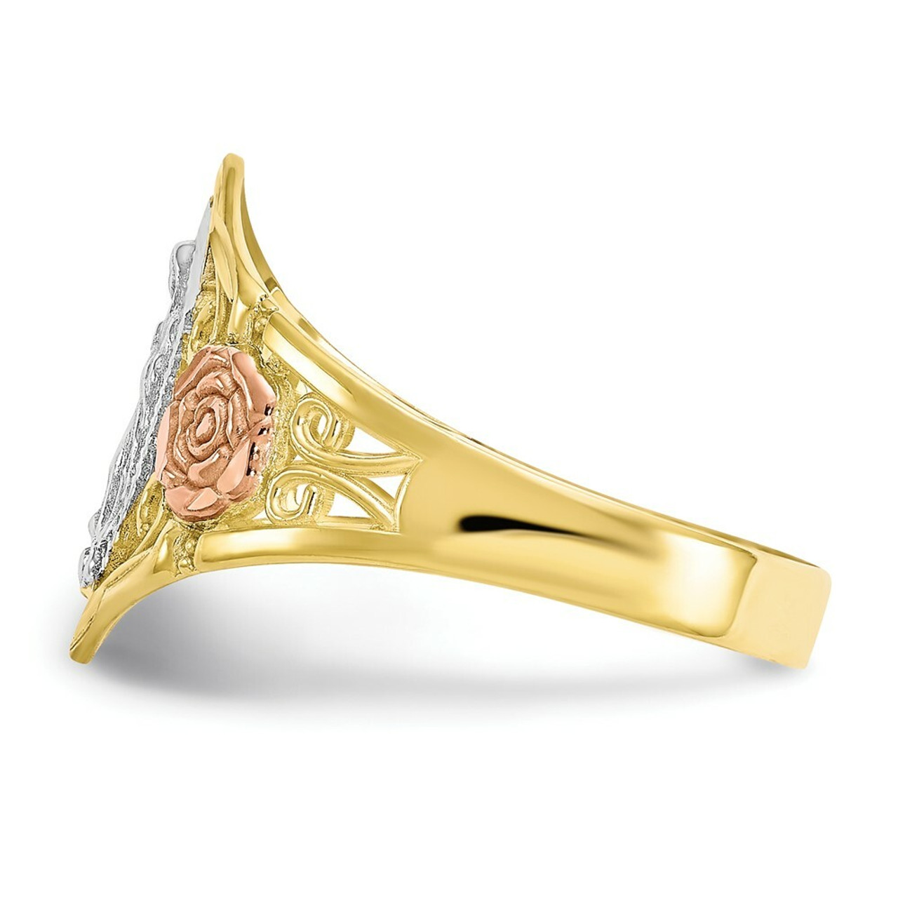 10K Two-tone Gold & Rhodium Our Lady of Guadalupe Ring - Size 6 - (B31-388)