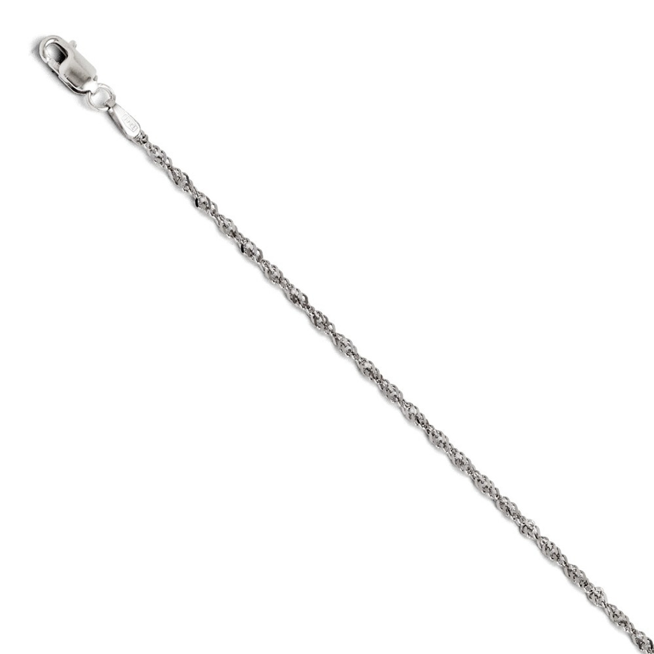 9 14K White Gold 1mm Singapore Chain Anklet-