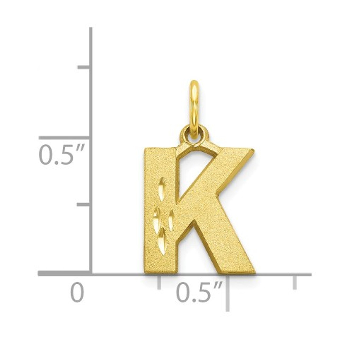 10K Yellow Gold Initial Letter K Charm Pendant - (A82-203)