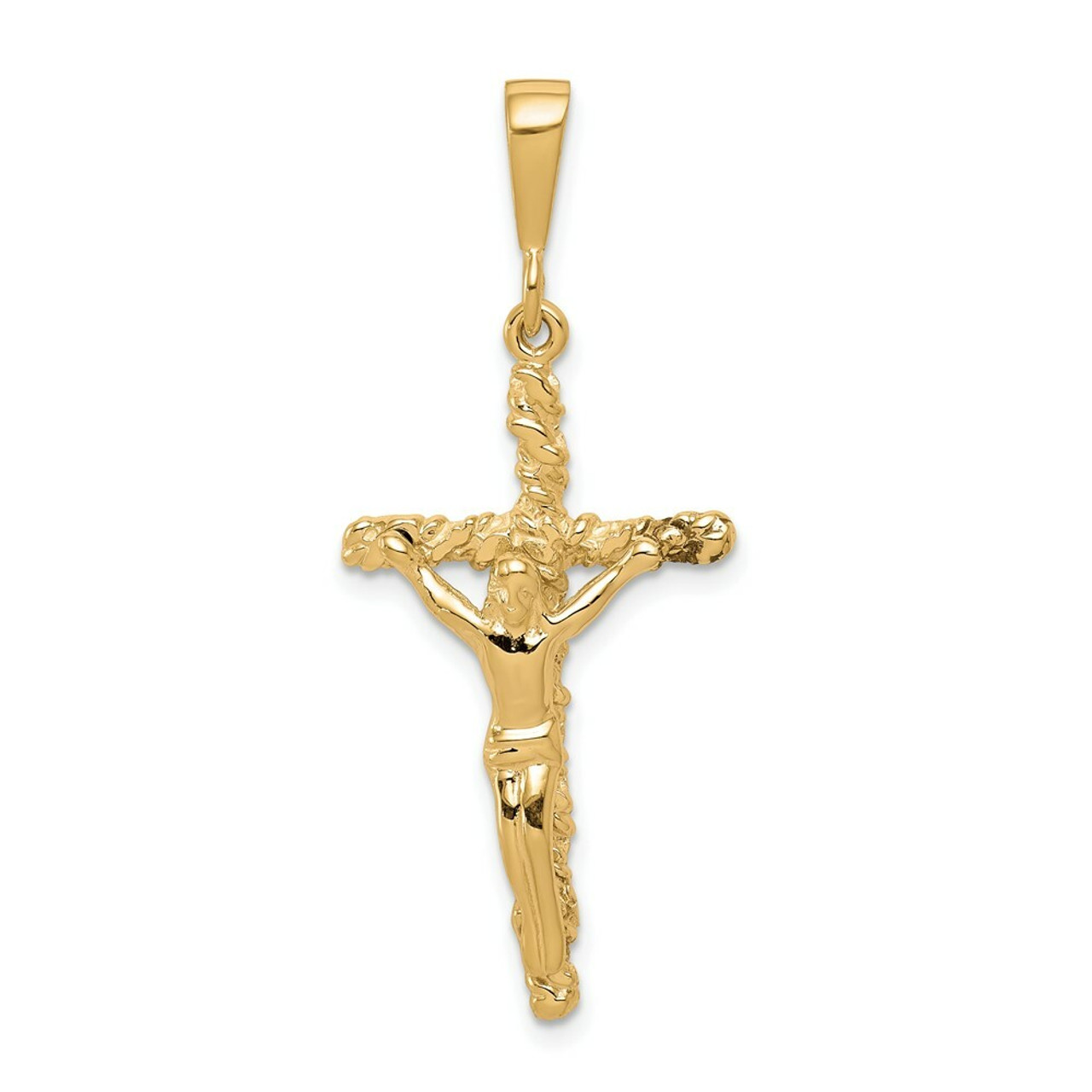 10K Yellow Gold Solid Polished Crucifix Pendant - (A82-235)